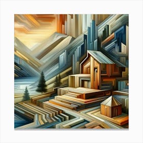 A mixture of modern abstract art, plastic art, surreal art, oil painting abstract painting art e
wooden huts mountain montain village 5 Canvas Print
