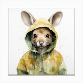 Watercolour Cartoon Wallaby In A Hoodie Canvas Print