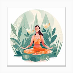 Woman Meditating In The Garden Bloom Body Art Canvas Print