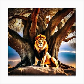 Lion Under A Tree 11 Canvas Print