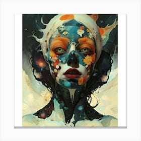 Woman With Flowers On Her Face Canvas Print