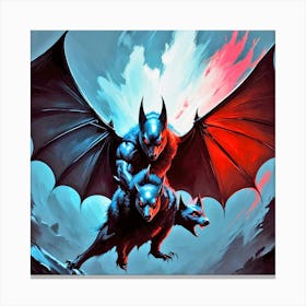 Batman And Wolf Canvas Print