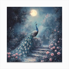 Peacock In The Garden 1 Canvas Print