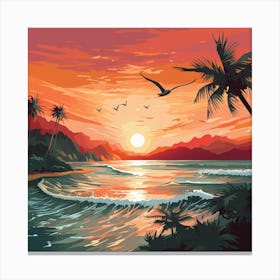 Beach Sunset Canvas Print