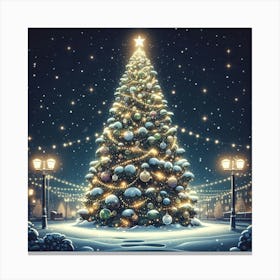 Christmas Tree At Night Canvas Print