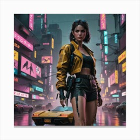 Cyberpunk anime girl 3 Canvas Print