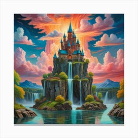 Enchanted Heights The Castle Of Cascading Waters (1) Canvas Print