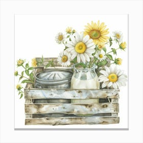Daisies In A Crate 2 Canvas Print