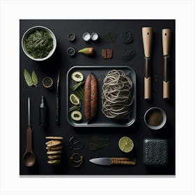 Barbecue Props Knolling Layout (113) Canvas Print