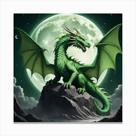 Green Dragon In The Moonlight Canvas Print