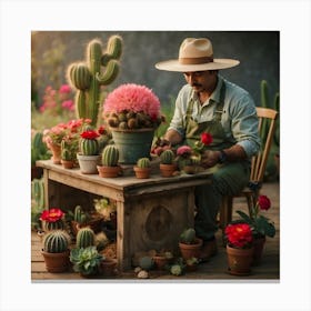 Cactus Gardener Canvas Print