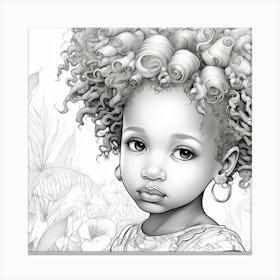 Little Girl With Afro 4 Canvas Print