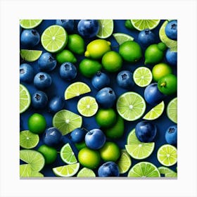 Limes and blueberries, kitchen Canvas Print