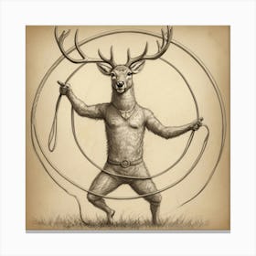 Deer With Hoops Canvas Print