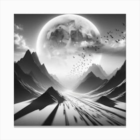 Full Moon Over Mountains Canvas Print