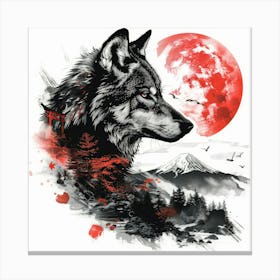 Wolf In The Moonlight 6 Canvas Print