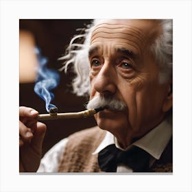 Albert Einstein On The Pipe 1 Canvas Print