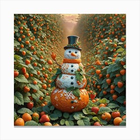 Orange Snowman Canvas Print