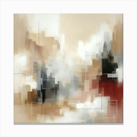 Abstract Art, Neutral Painting Red, Beige And Grey 1 Canvas Print