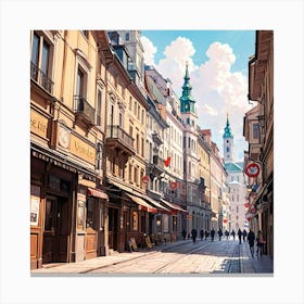 Street In Beautiful Vienna Canvas Print