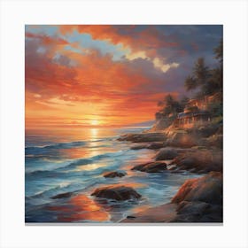 Sunset at the sea Canvas Print