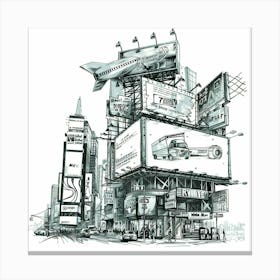 Times Square Sketch Canvas Print