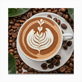 Coffee Cup With Latte Art 2 Canvas Print