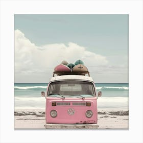 Vw Bus On The Beach Canvas Print