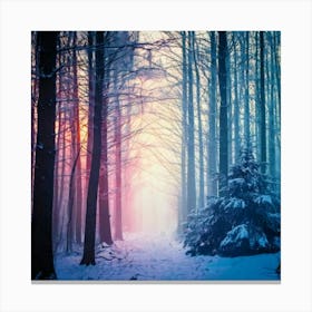 Firefly Dreamy Winter Forest With Ethereal Colorful Mist 62803 (3) Canvas Print