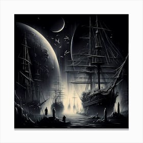 Ship At Night Canvas Print