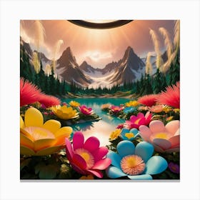 A Breathtaking Highly Detailed 3d Render Of A Majestic Transformed Landscape Garden Canvas Print