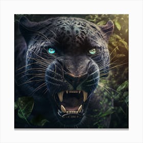 Black Jaguar In The Jungle Canvas Print