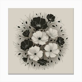 Black And White Flowers Canvas Print