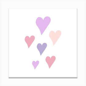 Cute colorful hand-drawn hearts Canvas Print