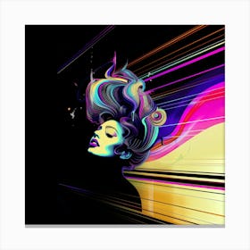 Stylish artwork, Yellow, Woman, "Floating Through Time." Canvas Print