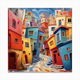 Maraclemente Wonky Spiral Houses On A Street Vibrant Colors Sea 6583a9ee 9efc 4c93 8950 229f74cd4f75 Canvas Print