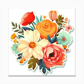 Bouquet Of Flowers,Floral sticker Canvas Print