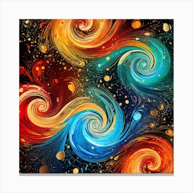 Abstract Colorful Swirls On Black Background Canvas Print