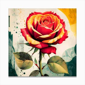 The Beauty Of A Single Rose Painting Canvas Print