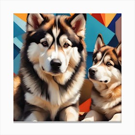 Alaskan Malamute Dogs Abstract Canvas Print