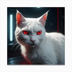 White Cat With Red Eyes Canvas Print