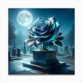 Blue Rose In Cemetery Canvas Print