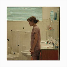 Girl In A Bathroom 1 Canvas Print