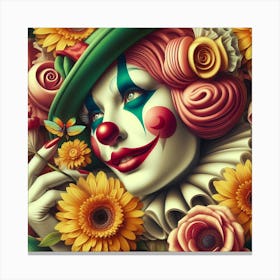 Clown With Sunflowers Canvas Print