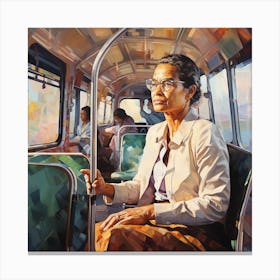 Woman On A Bus 1 Canvas Print