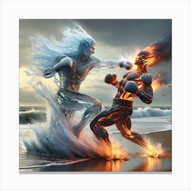 Water vs fire boxing 1 Canvas Print