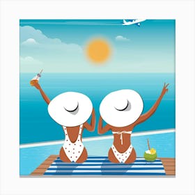 Two Women At The Beach Canvas Print