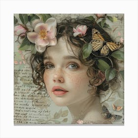 Girl With Butterflies 1 Canvas Print