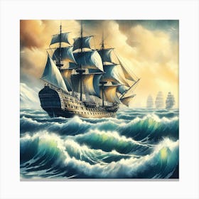 Sailing Ship In The Ocean 2 Canvas Print