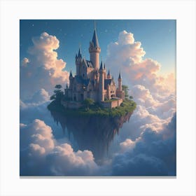 An Enchanted Castle Floating Among The Clouds, Shimmering With Stardust 1 Canvas Print